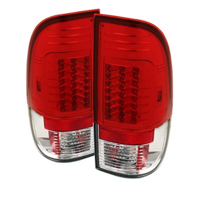 Ford F550 Super Duty 2008-2014 Red and Clear LED Tail Lights