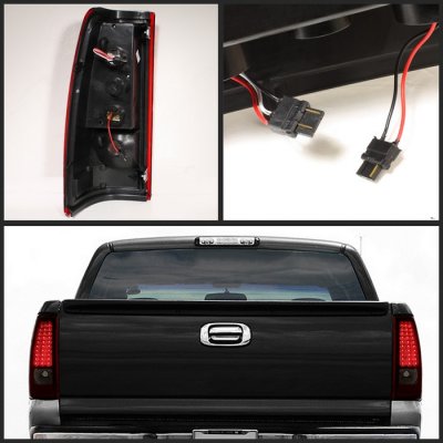 Chevy Silverado 1999-2002 Red and Smoked LED Tail Lights