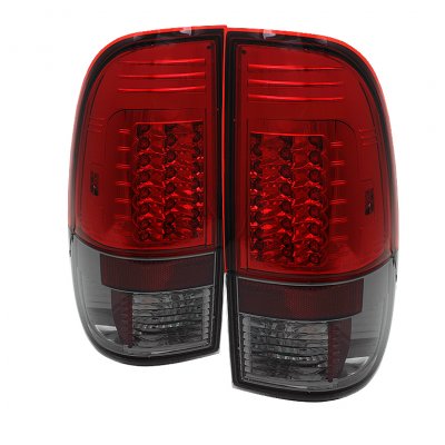 Ford F250 Super Duty 2008-2014 Red and Smoked LED Tail Lights