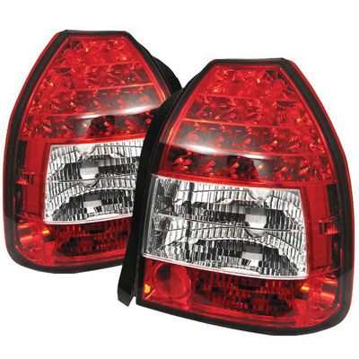 Honda Civic Hatchback 1996-2000 Red and Clear LED Tail Lights