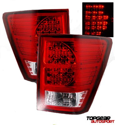 Jeep Grand Cherokee 2007-2009 Red and Clear LED Tail Lights