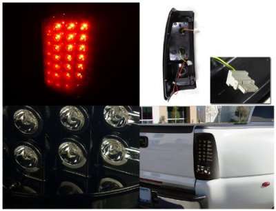 Chevy Silverado 1500HD 2003-2006 Black Smoked LED Tail Lights
