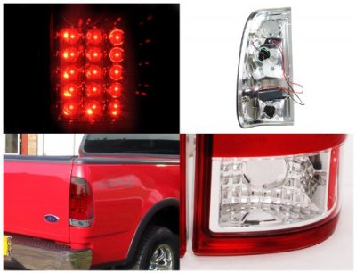 Ford F250 Super Duty 1999-2007 Red and Clear LED Tail Lights