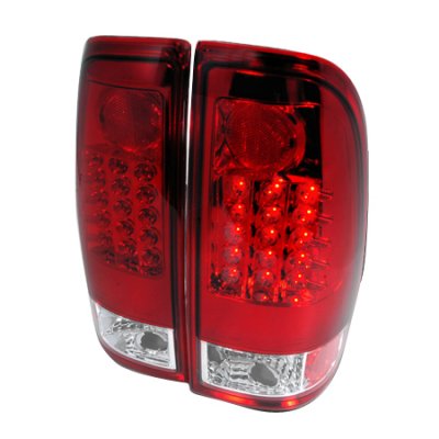 Ford F250 Super Duty 1999-2007 Red and Clear LED Tail Lights