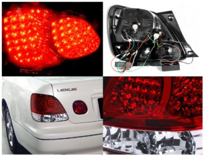Lexus GS400 1998-2001 Red and Clear LED Tail Lights