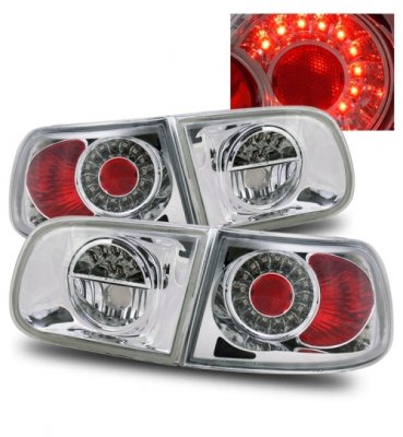 Honda Civic Hatchback 1992-1995 Chrome Ring LED Tail Lights