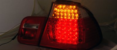BMW 3 Series Sedan 1999-2001 Red and Clear LED Tail Lights