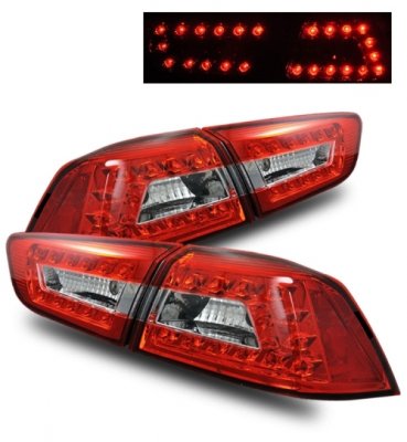 Mitsubishi Lancer 2008-2015 LED Tail Lights Red and Clear