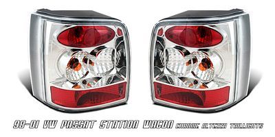 VW Passat 1998-2001 Red and Clear Altezza Tail Lights