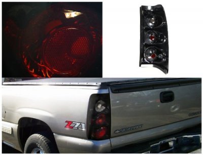 Chevy Silverado 1999-2002 Black Smoked Altezza Tail Lights