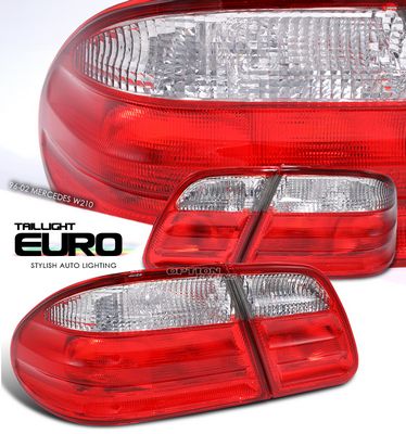 Mercedes Benz E Class 1996-2002 Red and Clear Euro Tal Lights