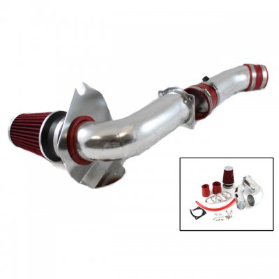 Ford Mustang V6 1999-2004 Polished Cold Air Intake with Red Air Filter