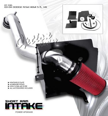 Dodge Ram 2003-2005 Polished Short Ram Intake System With Heat Shield