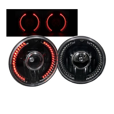 Dodge Pickup Truck 1969-1979 Red LED Black Sealed Beam Projector Headlight Conversion