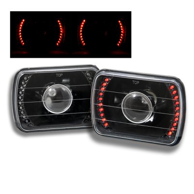 Chevy Astro 1985-1994 Red LED Black Sealed Beam Projector Headlight Conversion