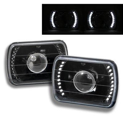 Chevy Tahoe 1995-1999 White LED Black Sealed Beam Projector Headlight Conversion
