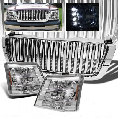 Chevy Silverado 2500HD 2003-2004 Chrome Vertical Grille and Headlight Conversion Kit