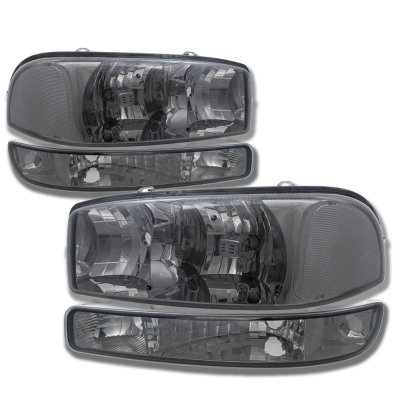 thumbnail image 2 of 94-98 GMC Sierra Smoke Headlights & Bumper Lights + Red LED Tail Lights - Dotcomracing 2 of 4