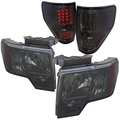 Ford F150 2009-2014 Smoked Crystal Headlights and LED Tail Lights
