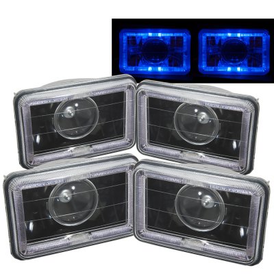 GMC Caballero 1984-1986 Blue Halo Black Sealed Beam Projector Headlight Conversion Low and High Beams