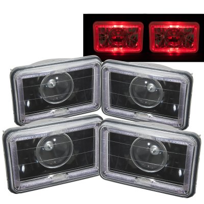 Buick Riviera 1975-1985 Red Halo Black Sealed Beam Projector Headlight Conversion Low and High Beams