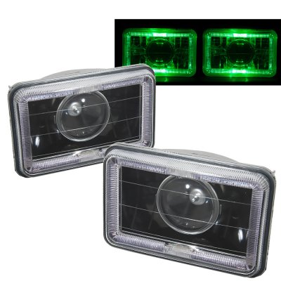 Chevy 1500 Pickup 1981-1987 Green Halo Black Sealed Beam Projector Headlight Conversion