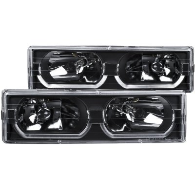 GMC Suburban 1994-1999 Black Headlights U-shaped LED DRL