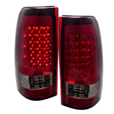 GMC Sierra 1999-2006 Clear Headlights and LED Tail Lights Red Smoked