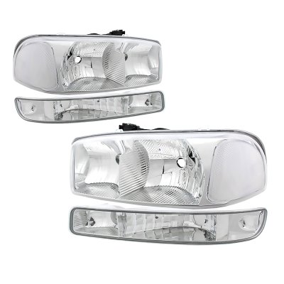 GMC Sierra 1999-2006 Clear Headlights and LED Tail Lights Red Smoked