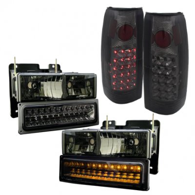 GMC Yukon 1994-1999 Smoked Headlights LED DRL and LED Tail Lights