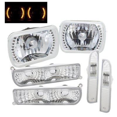 Jeep Cherokee 1997-2001 Headlights Amber LED and Clear Bumper Lights Side Marker