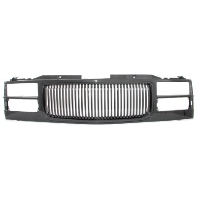Chevy Suburban 1994-1999 Black Front Grill and LED DRL Headlights Set