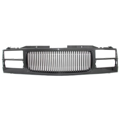 GMC Sierra 1994-1998 Black Front Grill and LED DRL Headlights Set