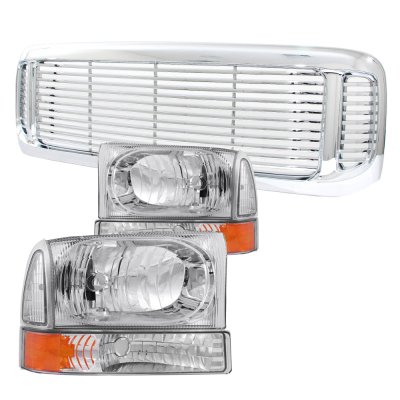 Ford Excursion 2000-2004 Chrome Front Grill and Headlights Set