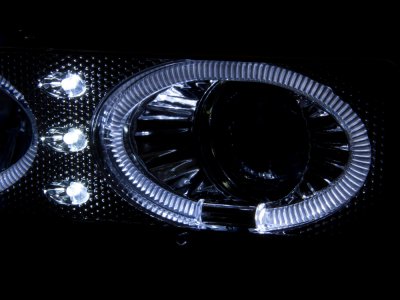 Chevy Suburban 1994-1999 Chrome Billet Grille and Halo Projector Headlights LED Bumper Lights