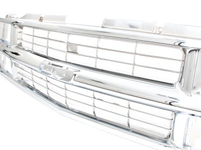 Chevy 1500 Pickup 1994-1998 Chrome Grille and Halo Projector Headlights LED Bumper Lights