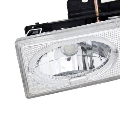 GMC Sierra 1988-1998 Clear Dual Halo Projector Headlights with LED