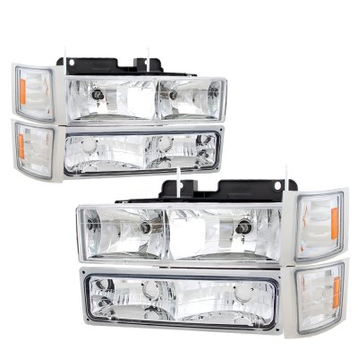 GMC Sierra 1994-1998 Headlights and LED Tail Lights Red Clear
