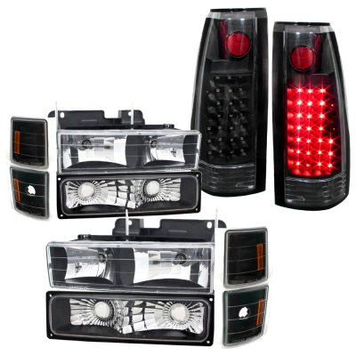 Chevy Suburban 1994-1999 Black Headlights and LED Tail Lights
