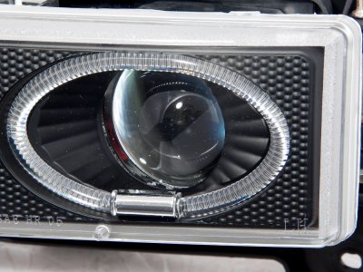 Chevy 1500 Pickup 1994-1998 Black Halo Projector Headlights and LED Tail Lights