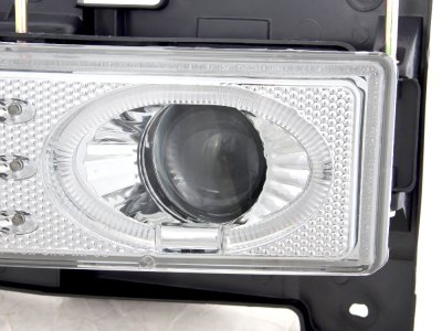 GMC Sierra 3500 1994-2000 Chrome Grille and Halo Projector Headlights LED Bumper Lights