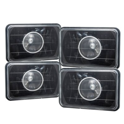 Chevy Cavalier 1984-1987 4 Inch Black Sealed Beam Projector Headlight Conversion Low and High Beams