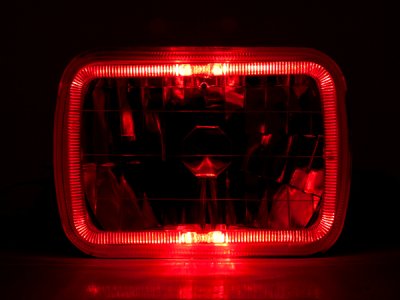 Nissan 300ZX 1984-1986 Red Halo Black Chrome Sealed Beam Headlight Conversion