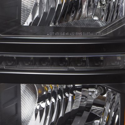 Chevy Silverado 1500 2014-2015 Black Headlights LED DRL