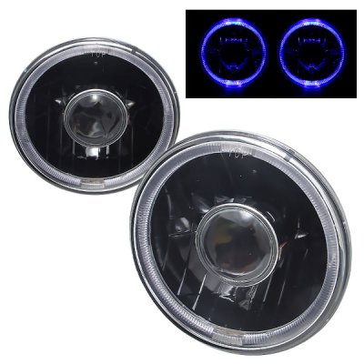 Chevy Chevette 1976-1978 Blue Halo Black Sealed Beam Projector Headlight Conversion