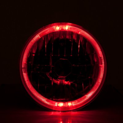 Ford Mustang 1965-1978 Red Halo Black Sealed Beam Projector Headlight Conversion