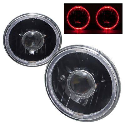 Dodge Dart 1972-1976 Red Halo Black Sealed Beam Projector Headlight Conversion