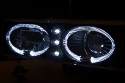 Chevy 1500 Pickup 1994-1998 Black Halo Projector Headlights and Smoked LED Tail Lights