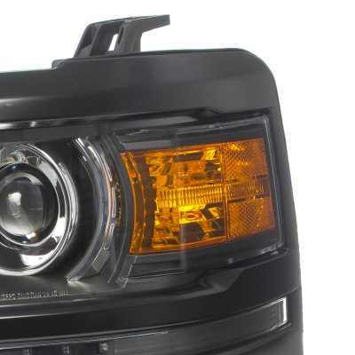 Chevy Silverado 1500 2014-2015 Black Projector Headlights LED DRL