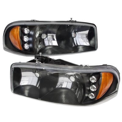 GMC Yukon XL 2000-2006 Black Headlights LED Daytime Running Lights